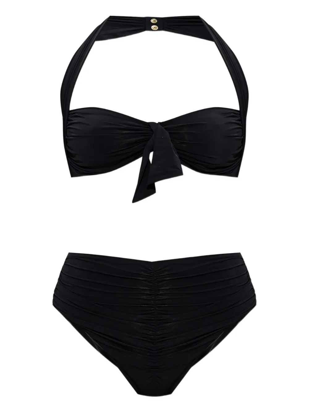 Balmain Halterneck Ruched Bikini In Black