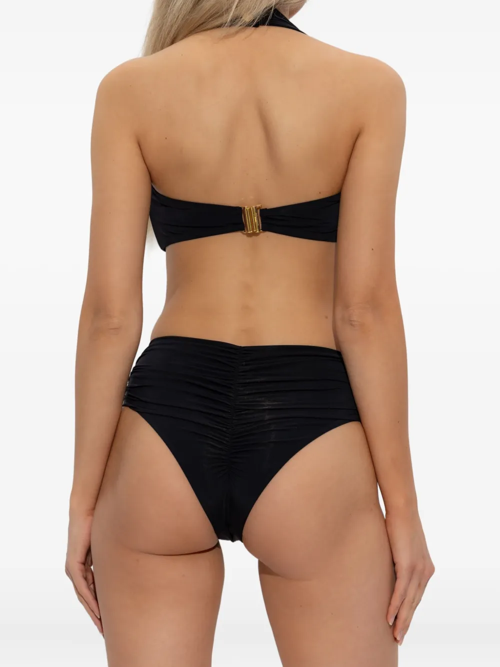 Balmain Halterneck Ruched Bikini In Black