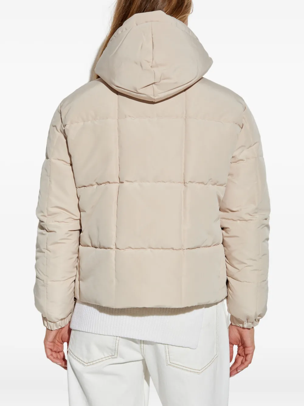 Ea7 Emporio Armani quilted hooded puffer jacket Beige