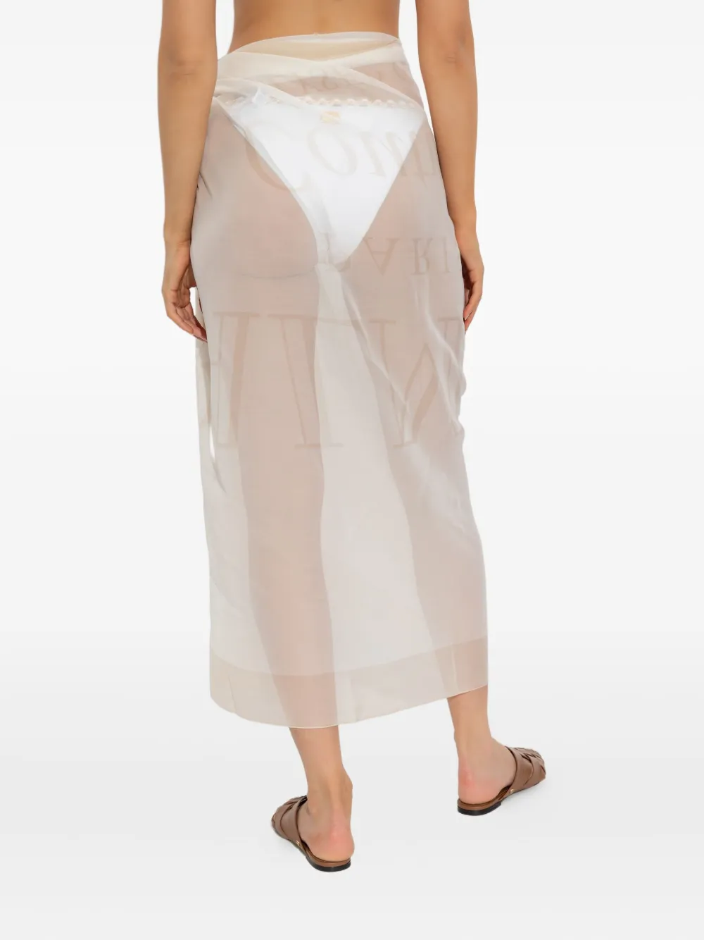 Balmain logo-print sarong Beige