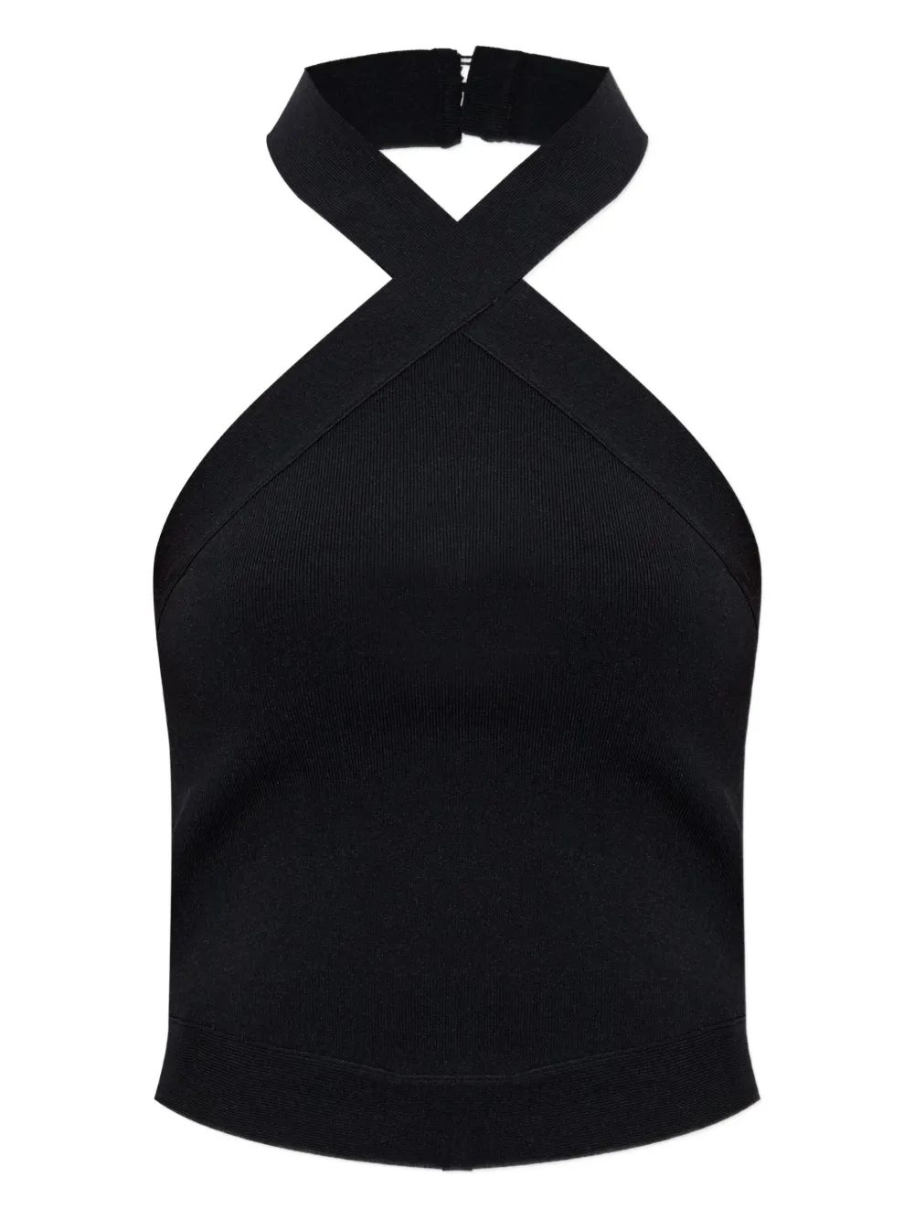 Cult Gaia cross-neck ribbed top Zwart