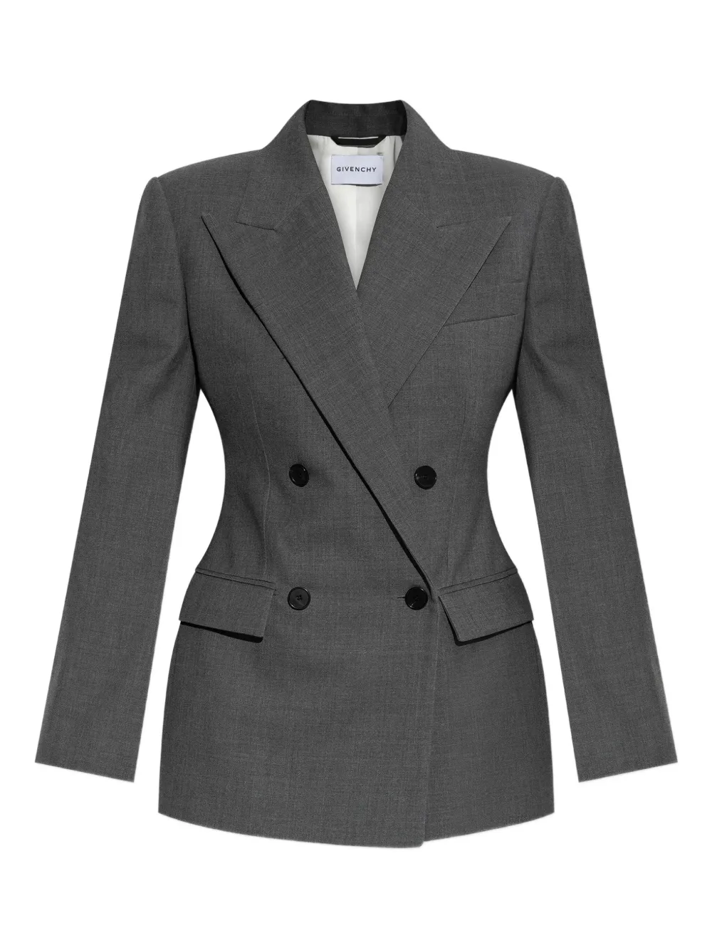 Givenchy Padded-shoulder Double-breasted Jacket In Gray