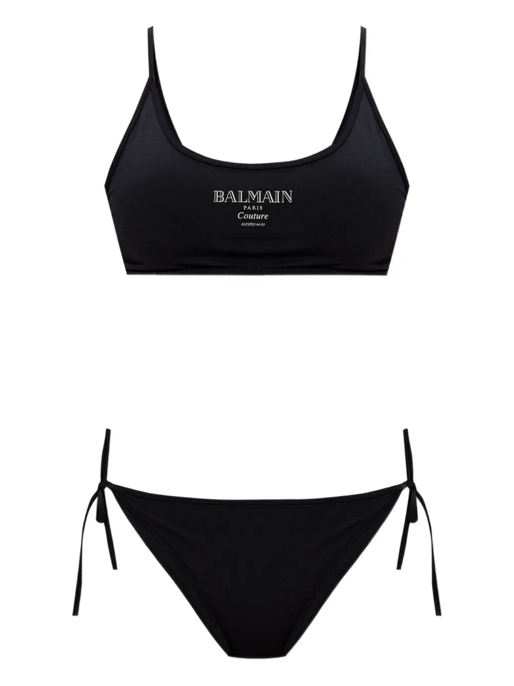 Balmain logo-print tie-side bikini Zwart