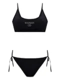 Balmain logo-print tie-side bikini - Black