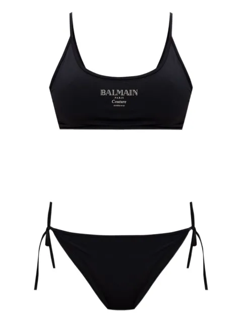 Balmain بكيني برباط جانبي وطبعة شعار الماركة