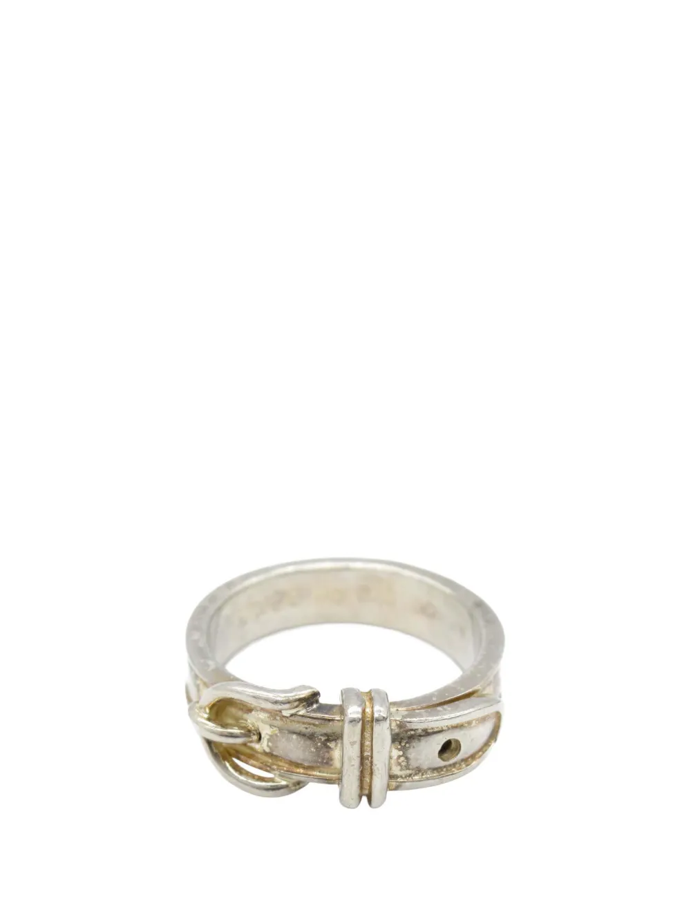 Pre-owned Hermes 1990-2010 Sterling Silver Ceinture Buckle Ring