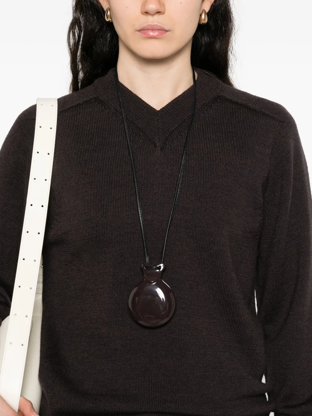 Studio Nicholson V-neck Merino-wool Sweater In Brown