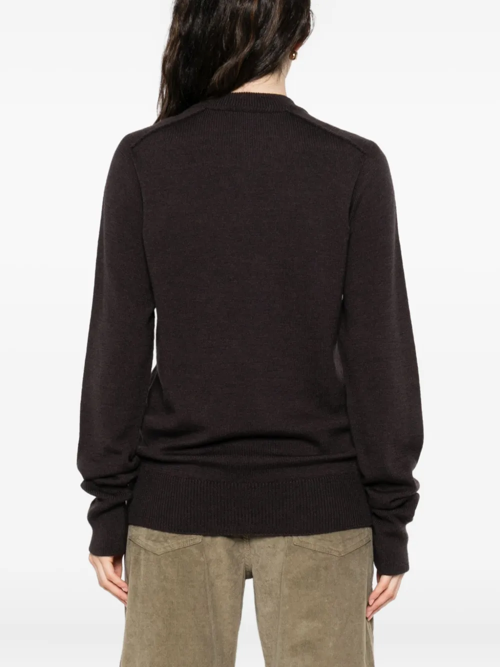 Studio Nicholson V-neck Merino-wool Sweater In Brown