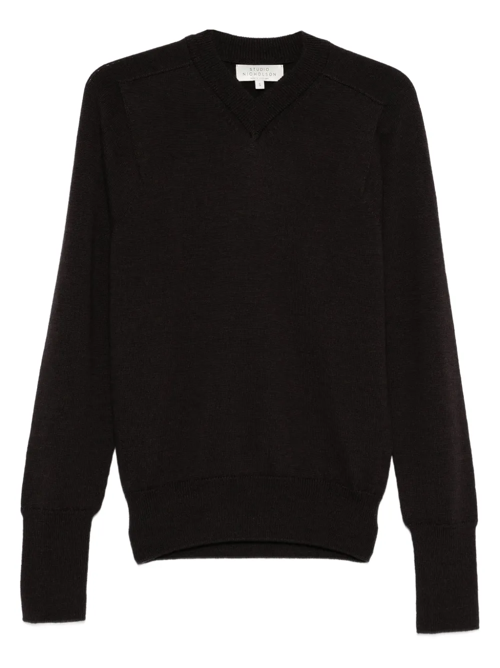 Studio Nicholson V-neck Merino-wool Sweater In Brown