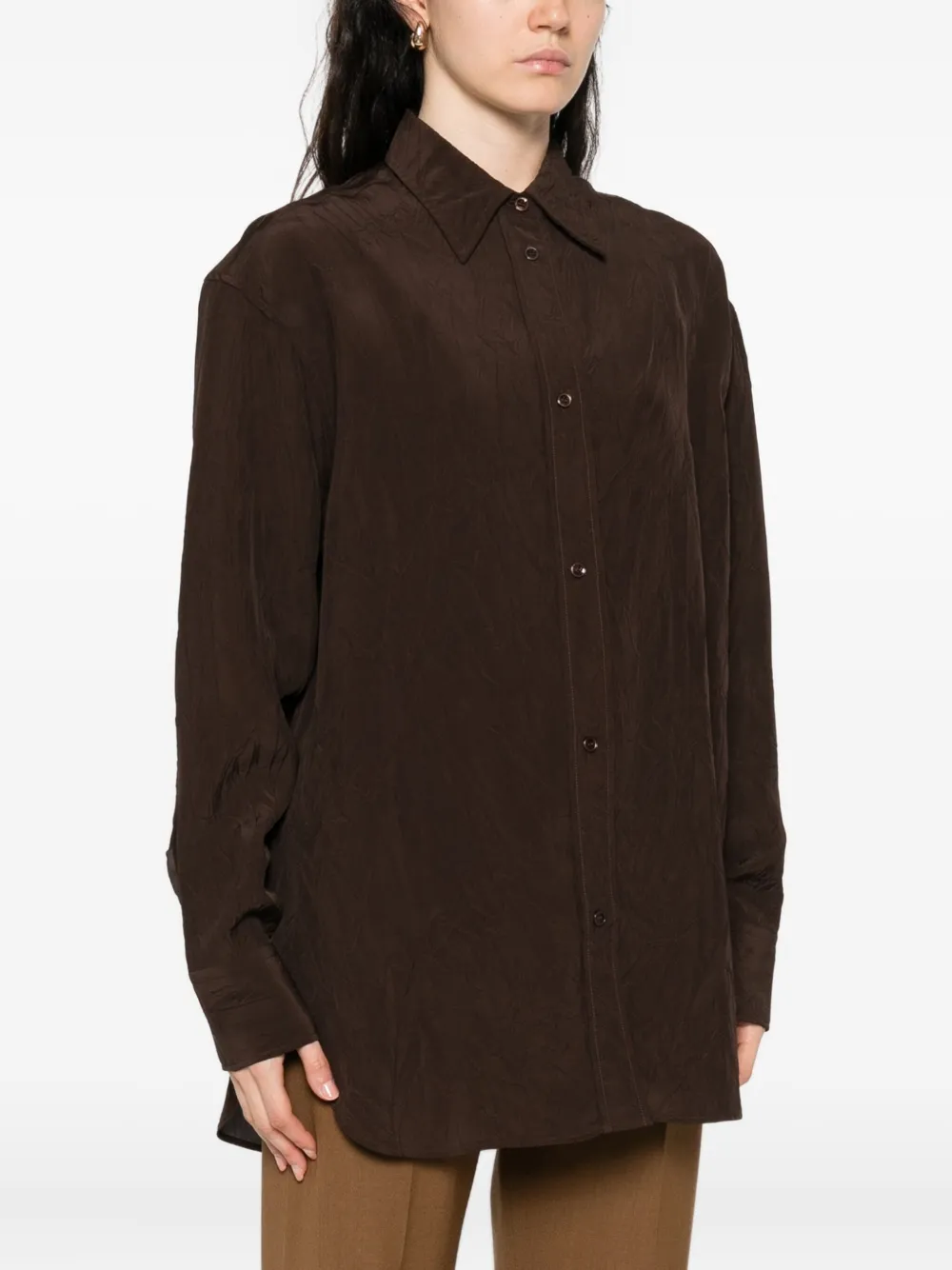 Studio Nicholson Textured Button-down Shirt In Brown
