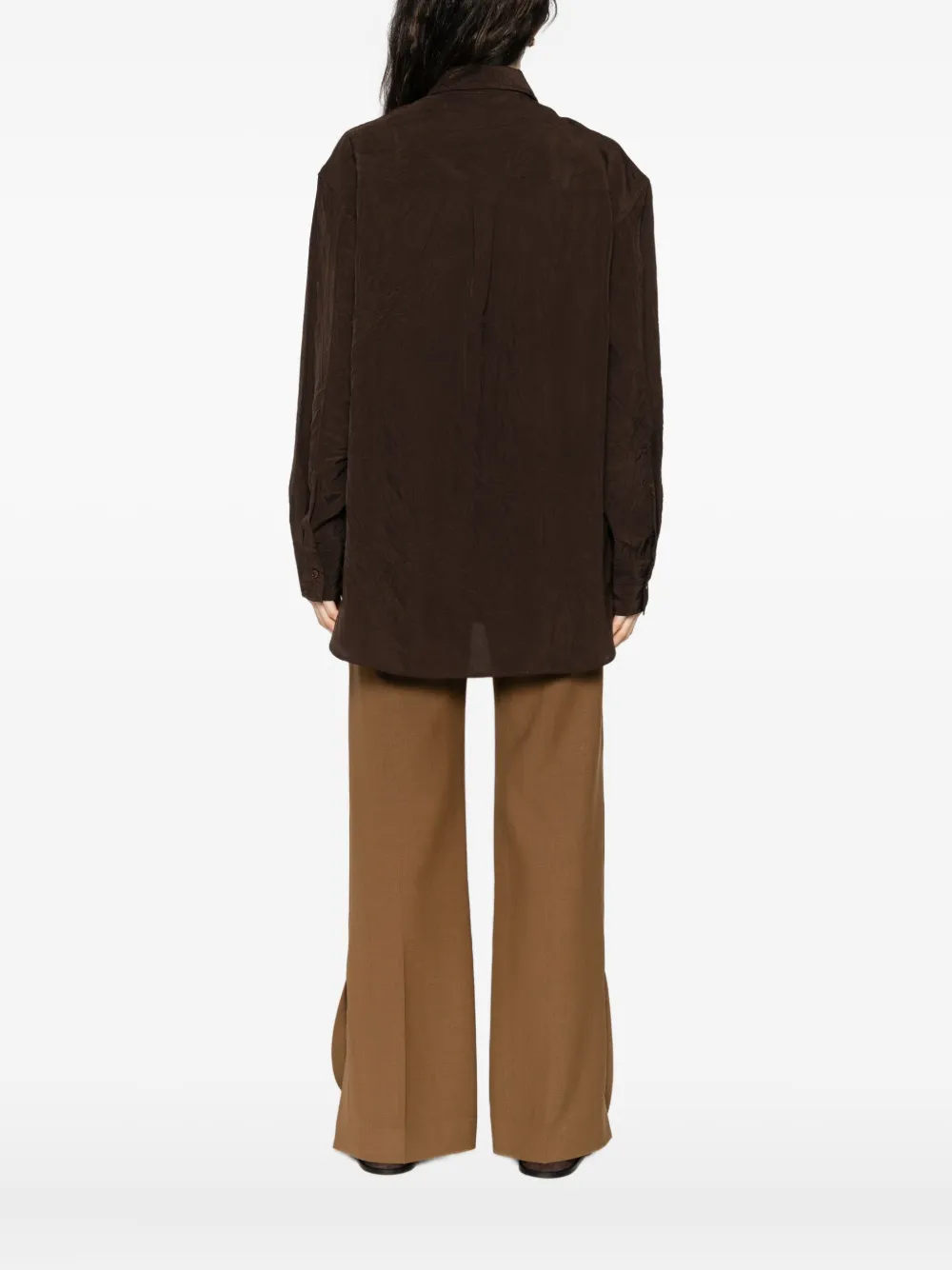 Studio Nicholson Textured Button-down Shirt In Brown