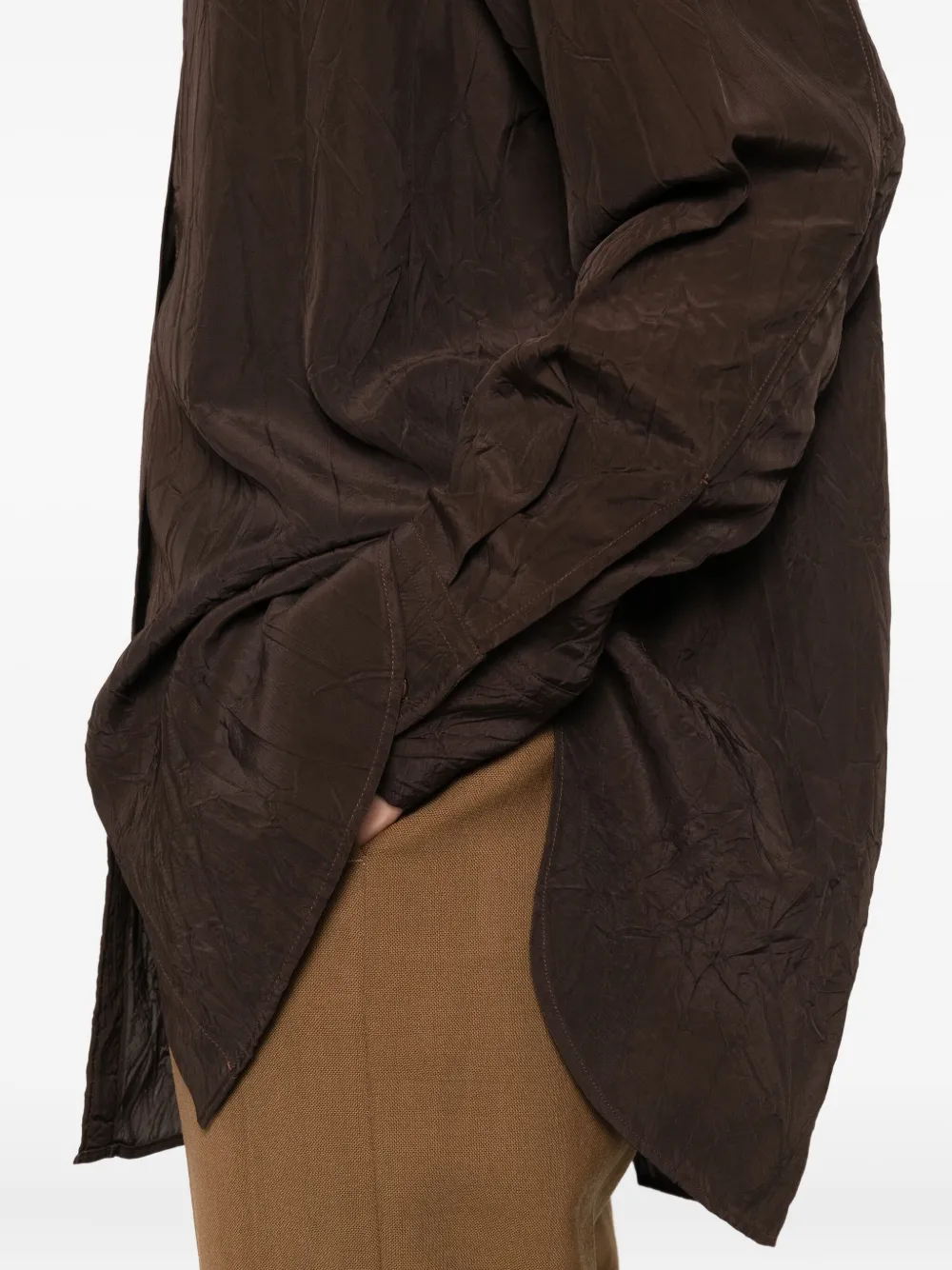 Studio Nicholson Textured Button-down Shirt In Brown