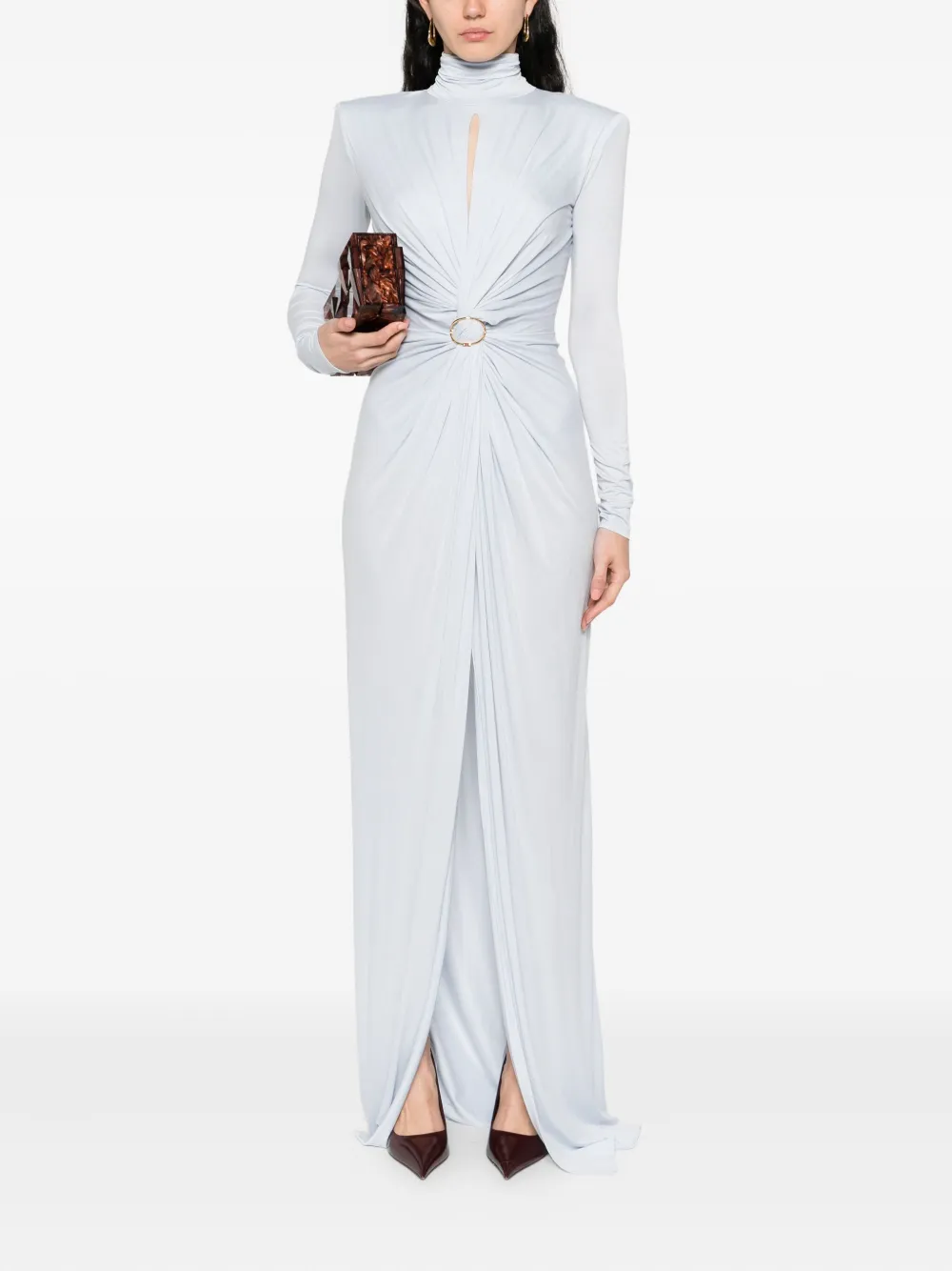 Elisabetta Franchi Red Carpet high-neck twist-front maxi dress - Blauw
