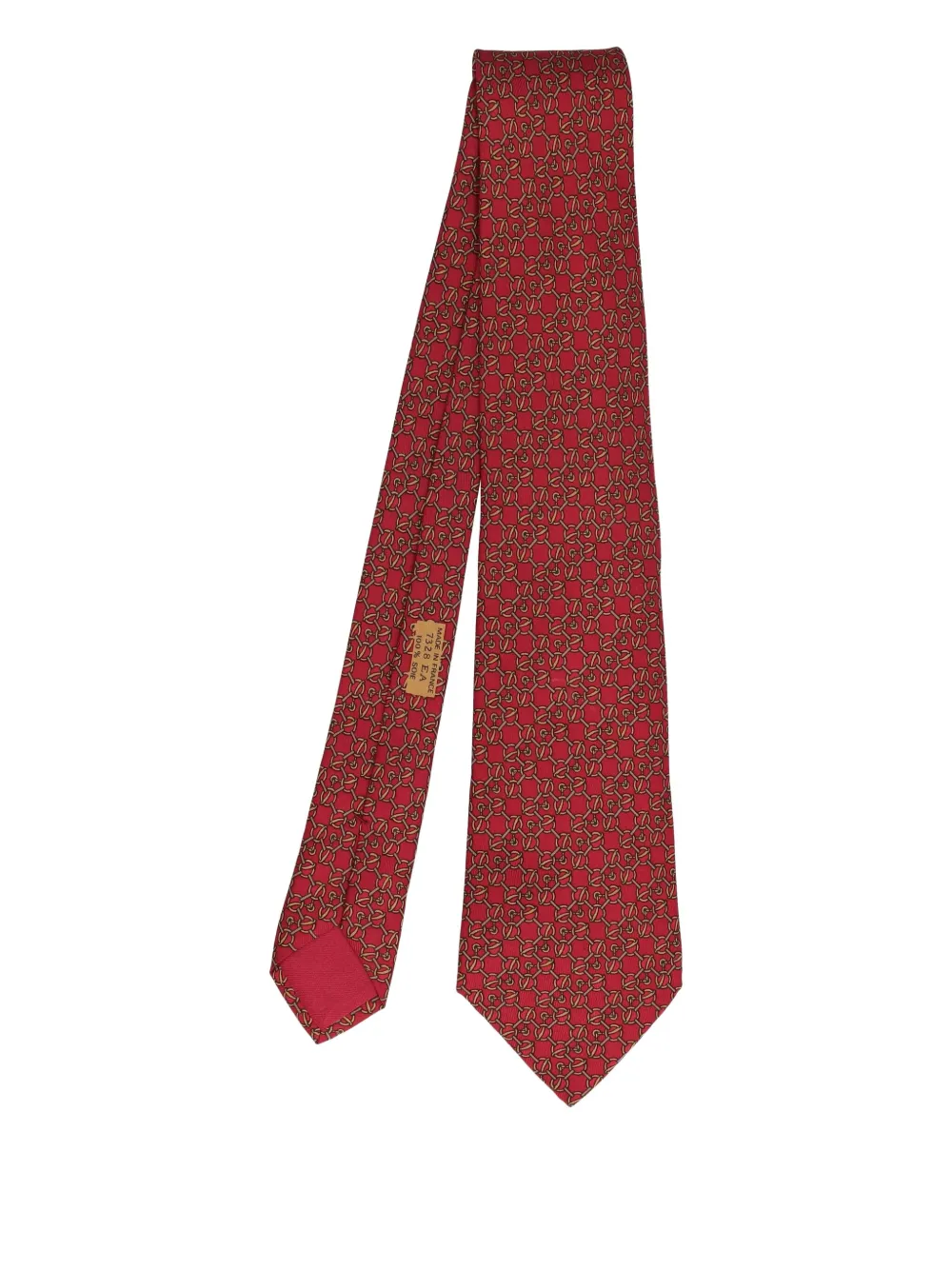 Hermès Pre-Owned Horsebit-print silk tie - レッド Hermès Pre-Owned Horsebit-print silk tie - レッド