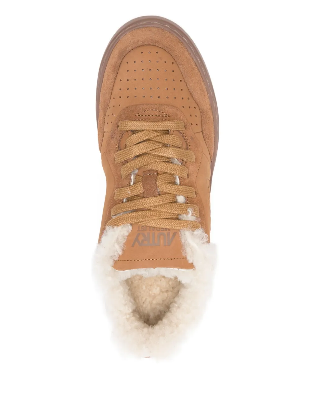 Autry Medialist Shearling Sneakers In Brown