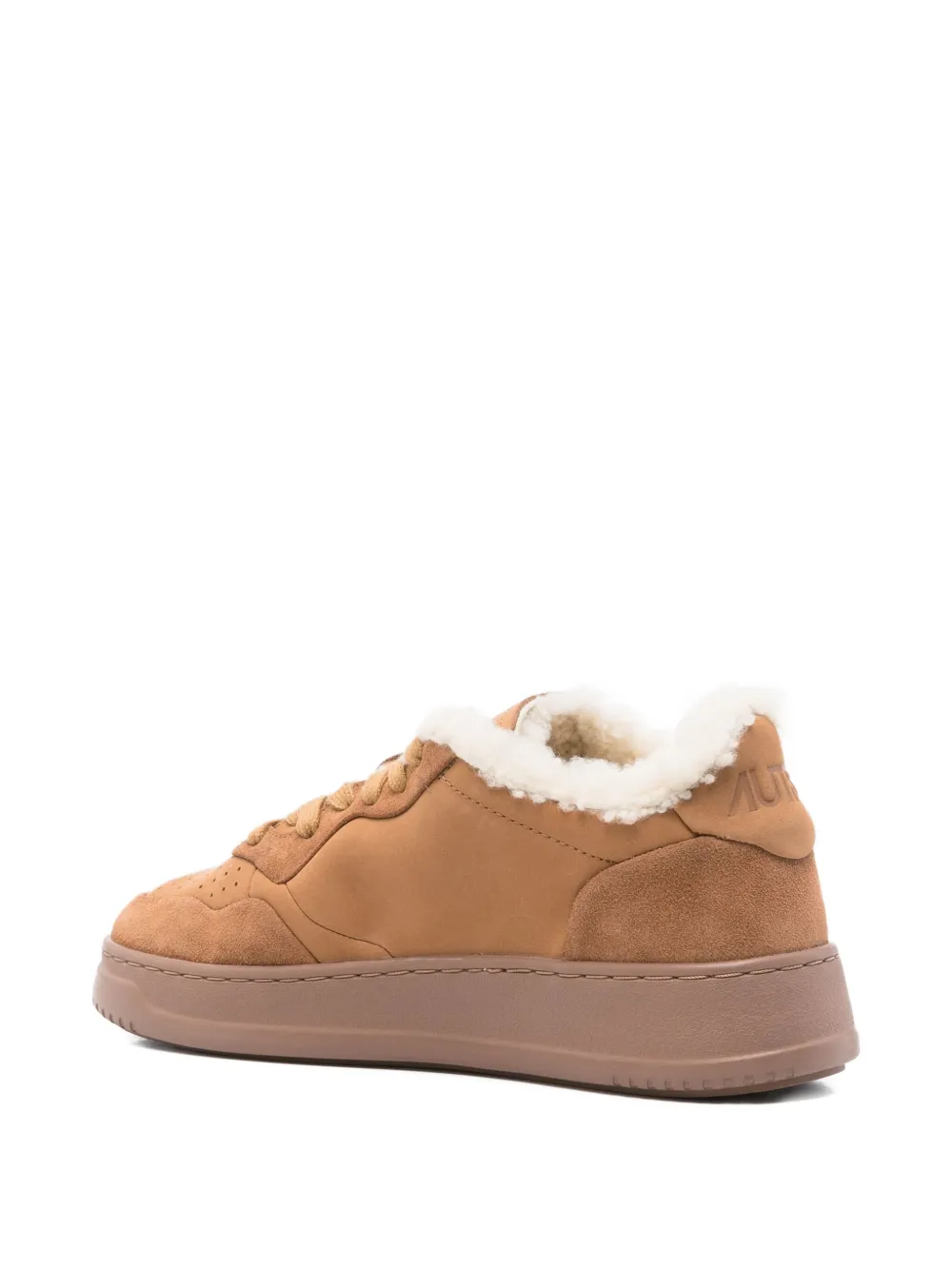Autry Medialist Shearling Sneakers In Brown