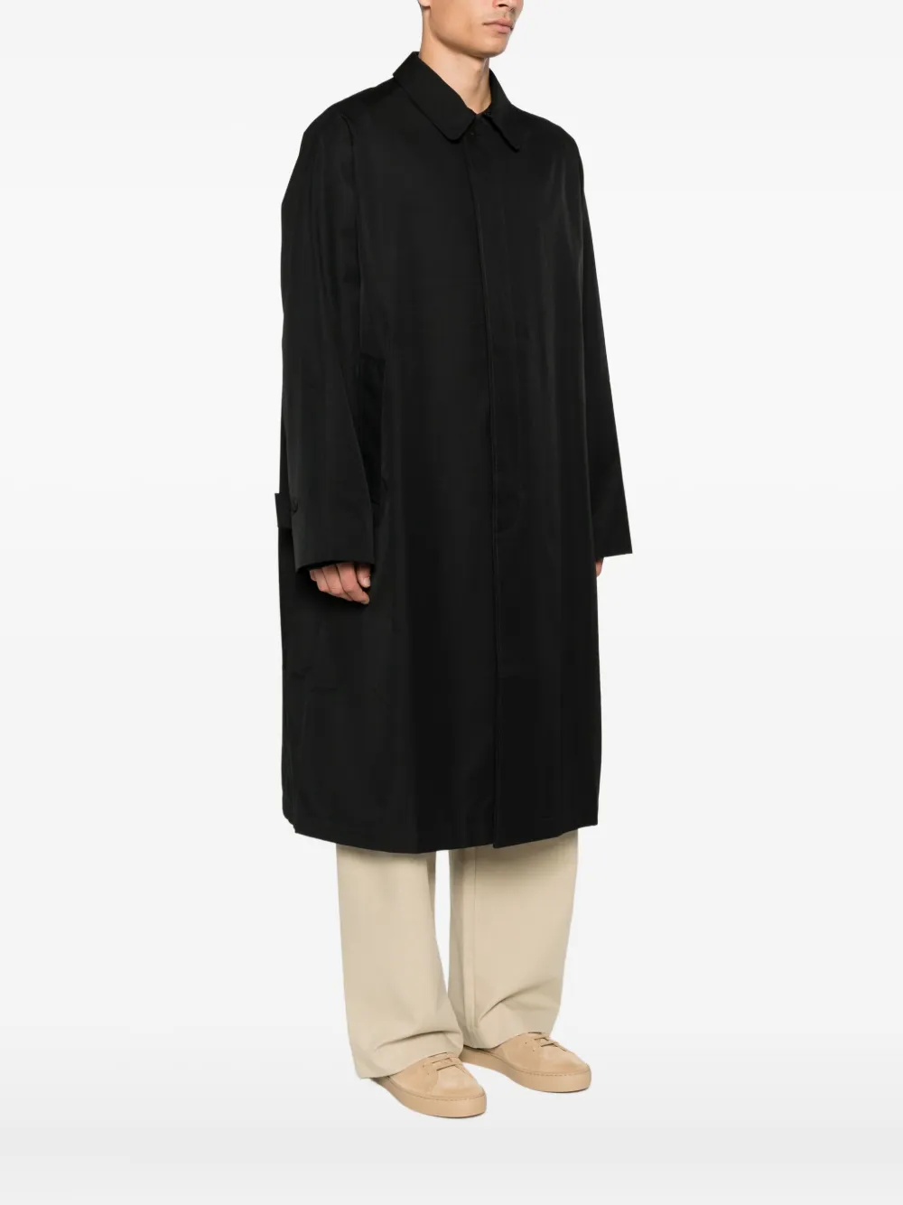 Studio Nicholson Crowe buttoned trench coat Blauw