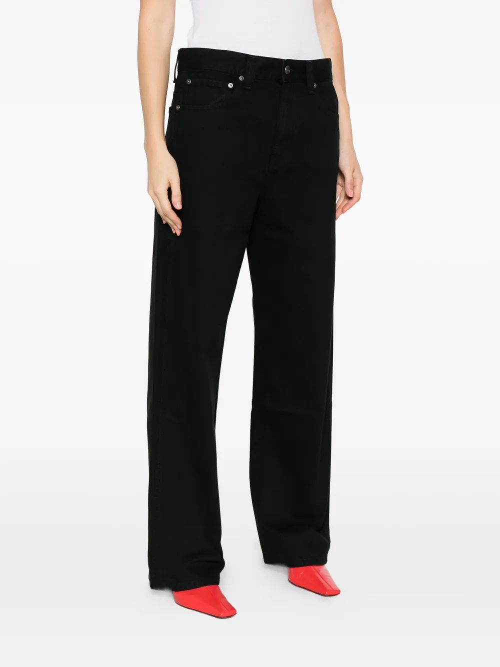 KHAITE five-pockets styling straight-leg jeans Zwart
