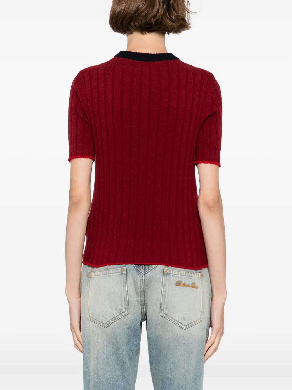 Barrie Ribbed Top In Red