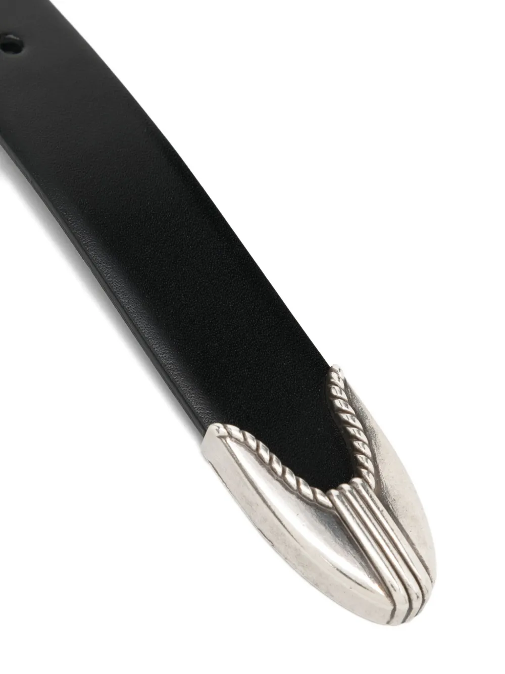 Toga Engraved-buckle Leather Belt In Black