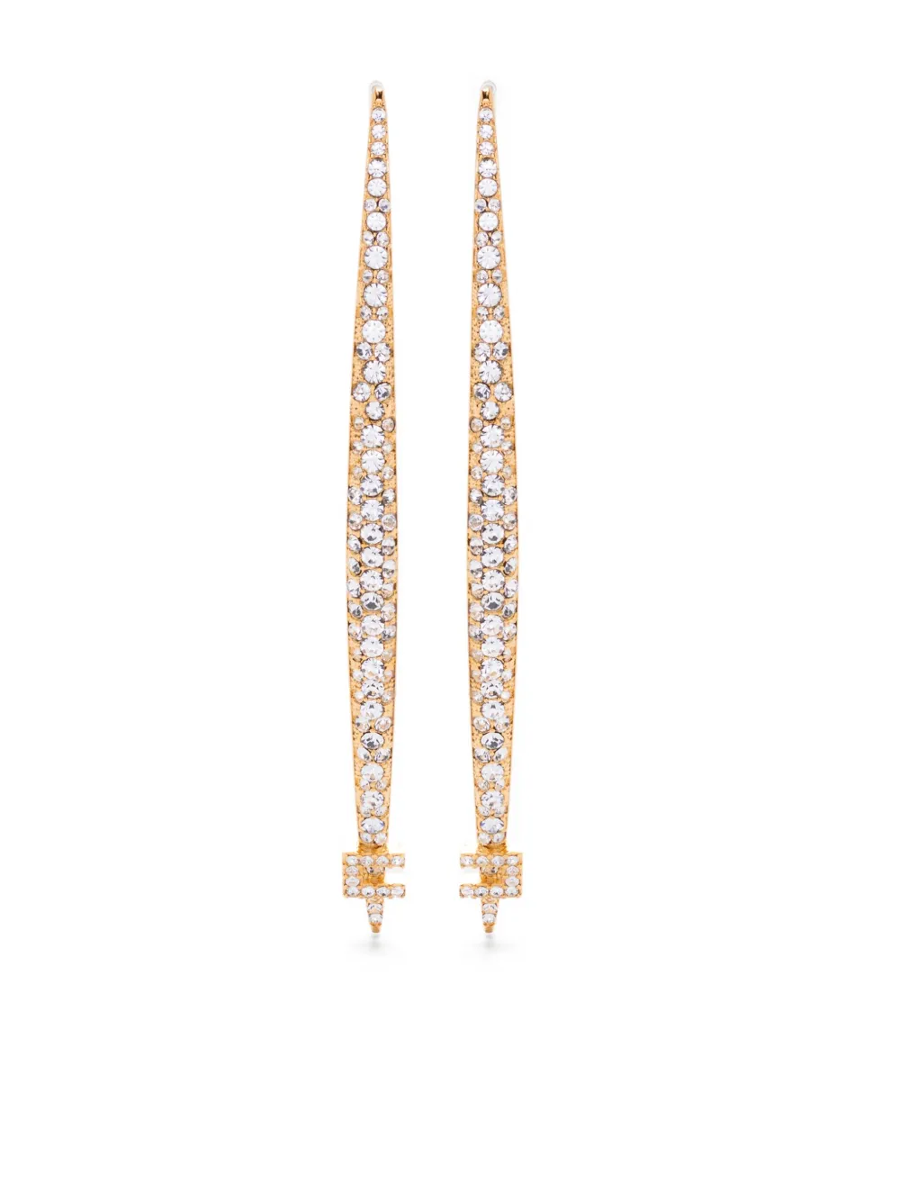 crystal-embellished brass earrings
