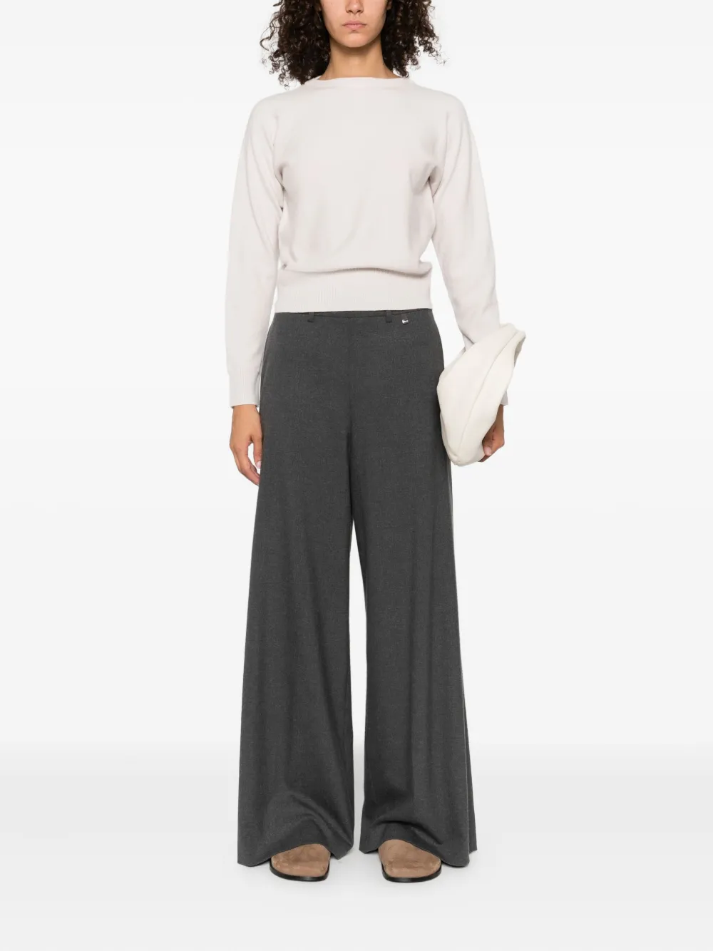 extreme cashmere ribbed-cuff cashmere jumper Beige