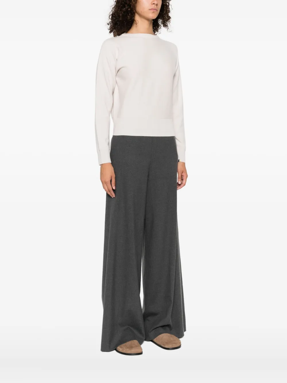 extreme cashmere ribbed-cuff cashmere jumper Beige