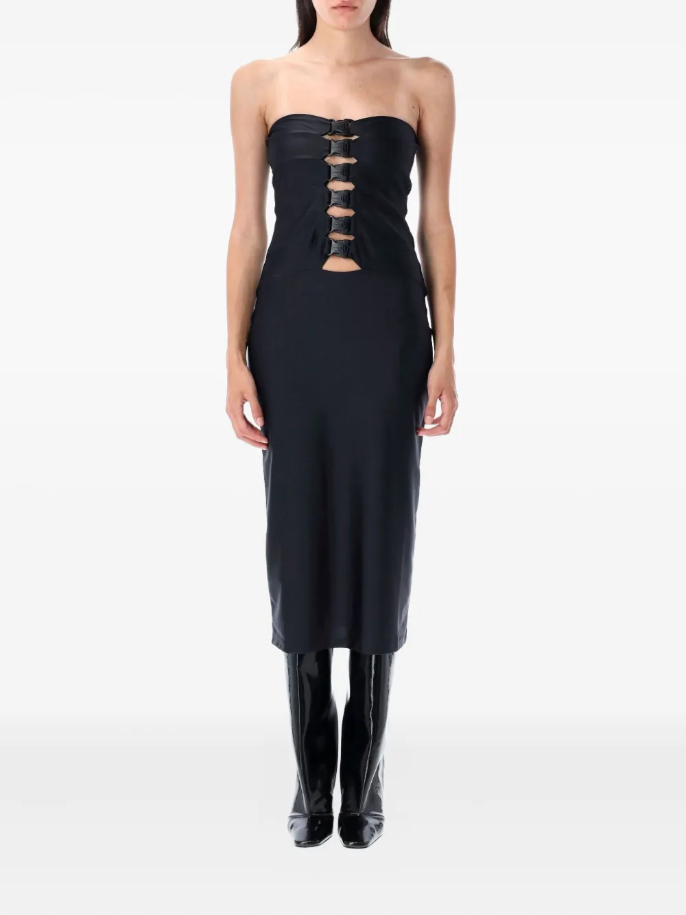 Coperni buckle-detail midi dress Zwart