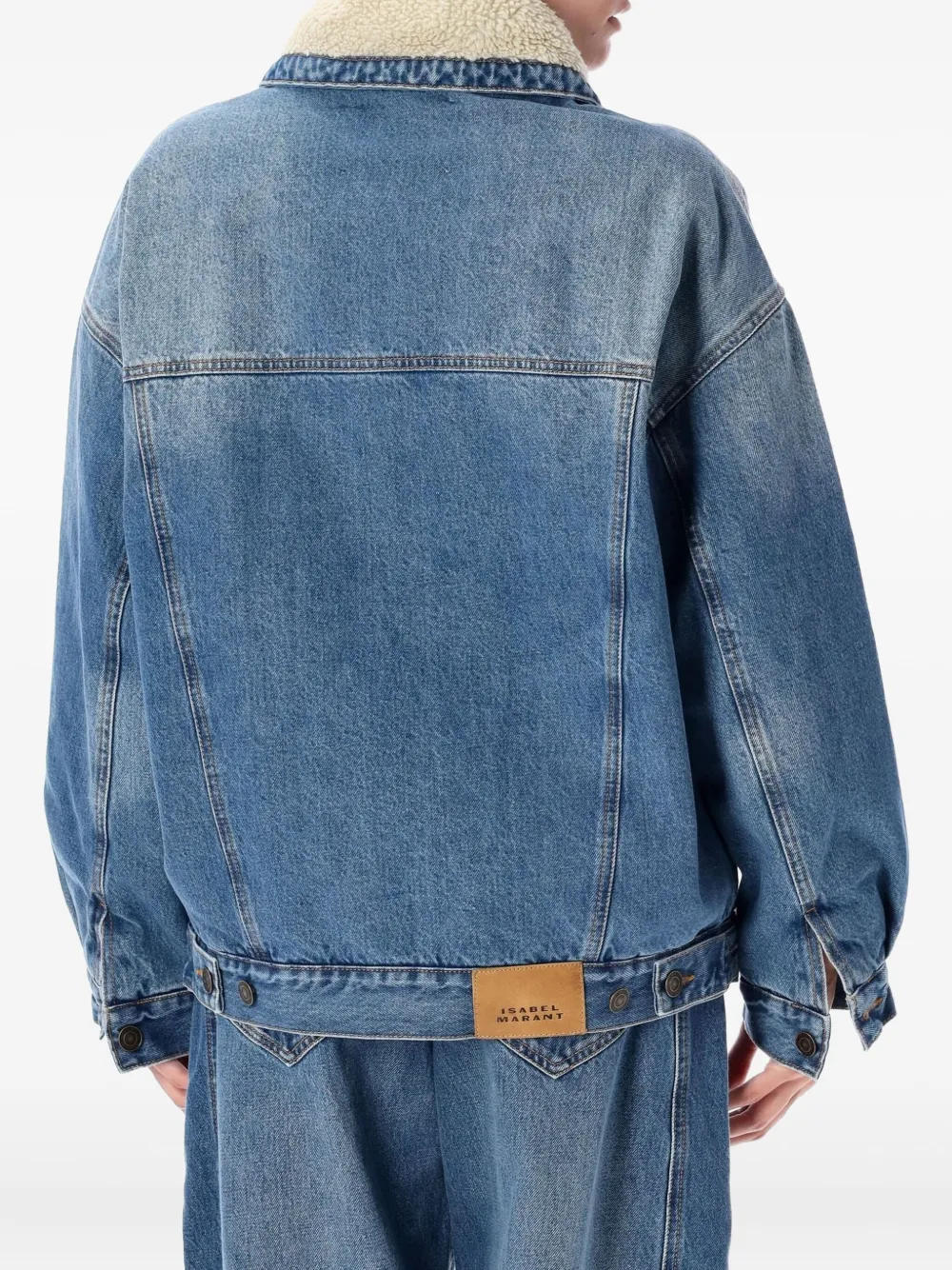 MARANT ÉTOILE Pimia sherpa-collar denim jacket Blauw