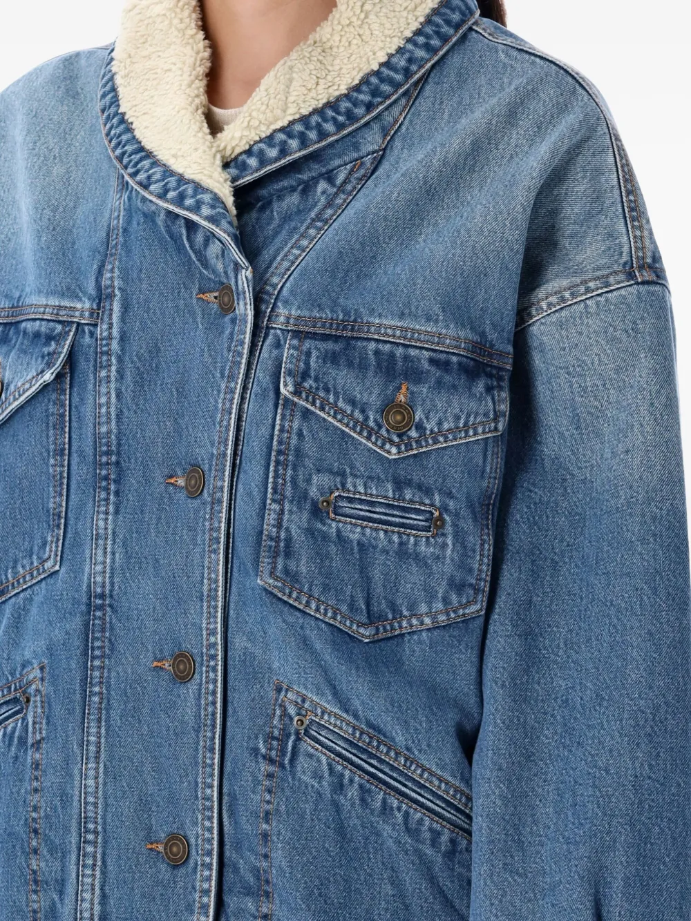MARANT ÉTOILE Pimia sherpa-collar denim jacket Blauw