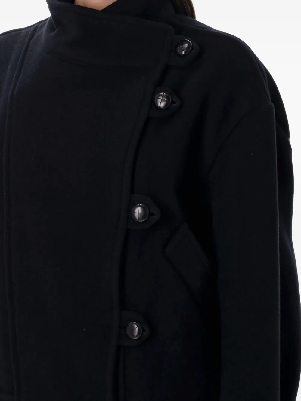 ISABEL MARANT Hanis high-neck button coat 01BK