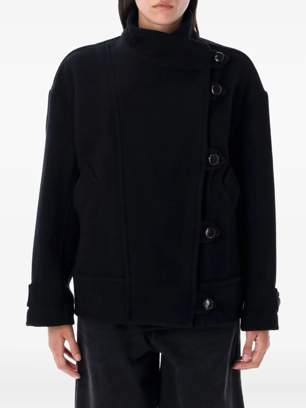 ISABEL MARANT Hanis high-neck button coat 01BK