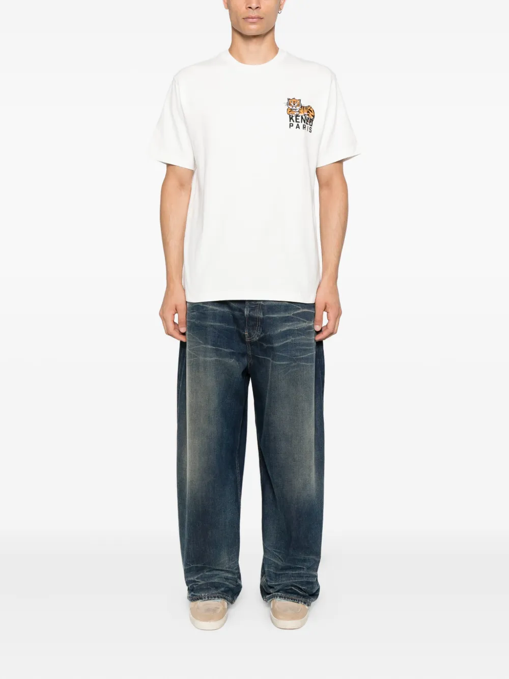 Kenzo T-shirt met geborduurde tijger Wit