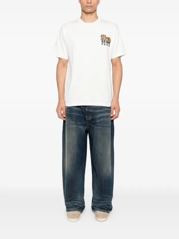 Kenzo tiger-embroidered T-shirt | White | FARFETCH CA