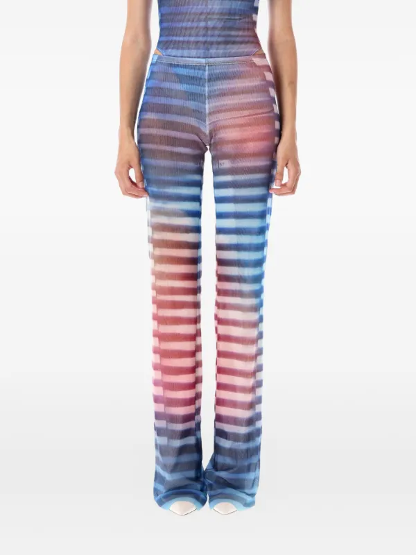 Jean Paul Gaultier Air Stripe Mesh Trousers in Blue