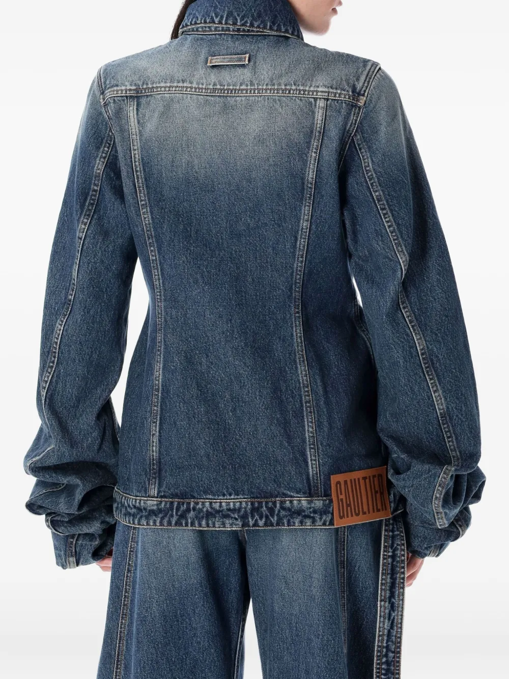 Jean Paul Gaultier balloon-sleeve denim jacket Blauw