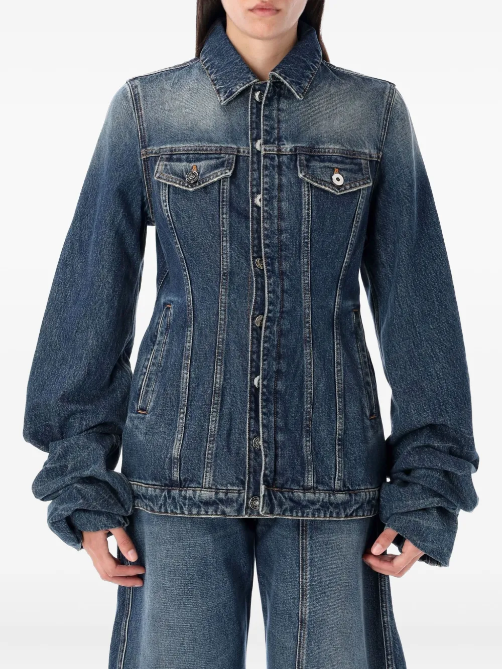 Jean Paul Gaultier balloon-sleeve denim jacket Blauw