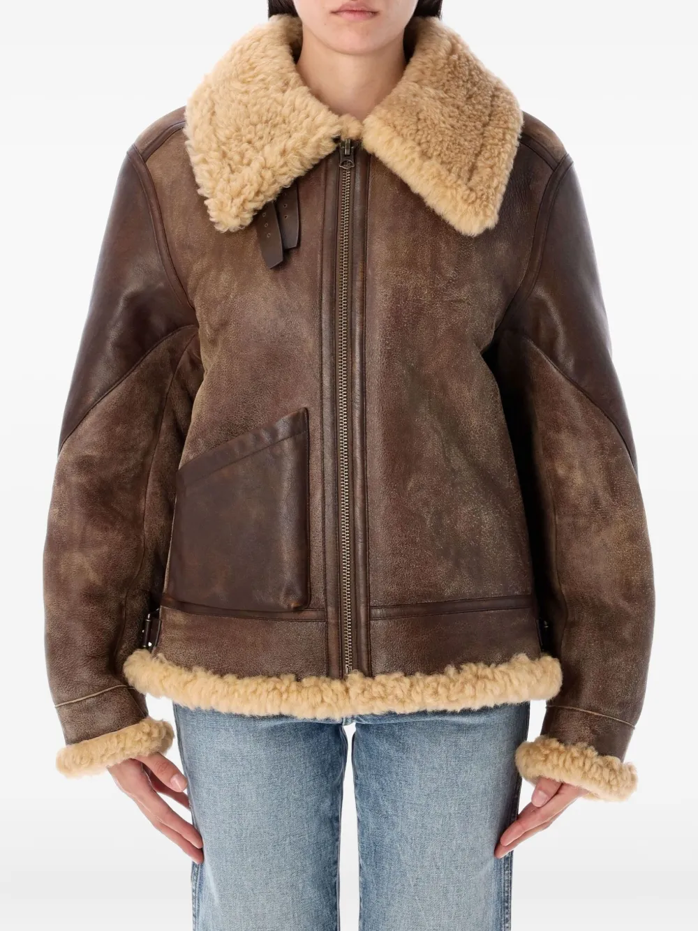 Ralph Lauren Collection trim-shearling leather jacket | Brown | Image 1