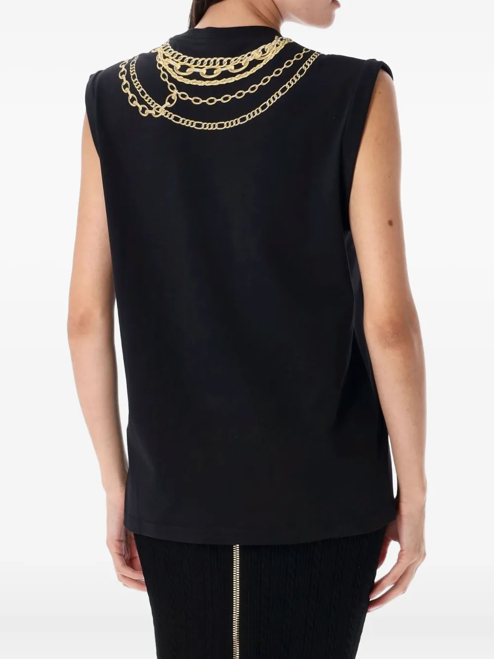 Balmain Chain Print Sleeveless Top In Black