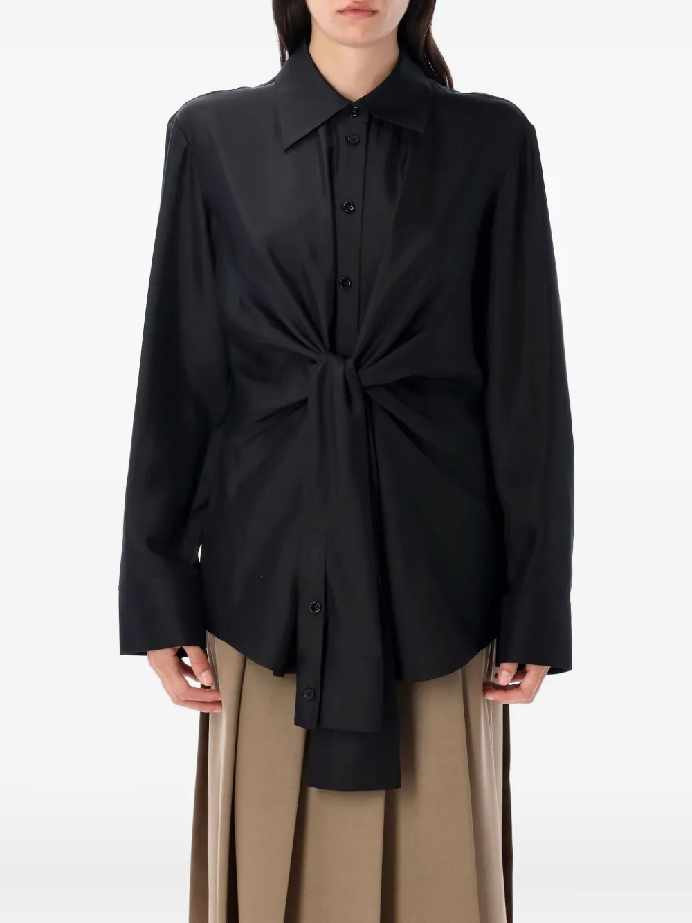 Rohe Knotted Silk Shirt In Black