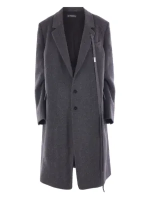 ANN DEMEULEMEESTER ウール コート ブラック XXS Ann Demeulemeester // Black Wool Cinched Long Coat – VSP