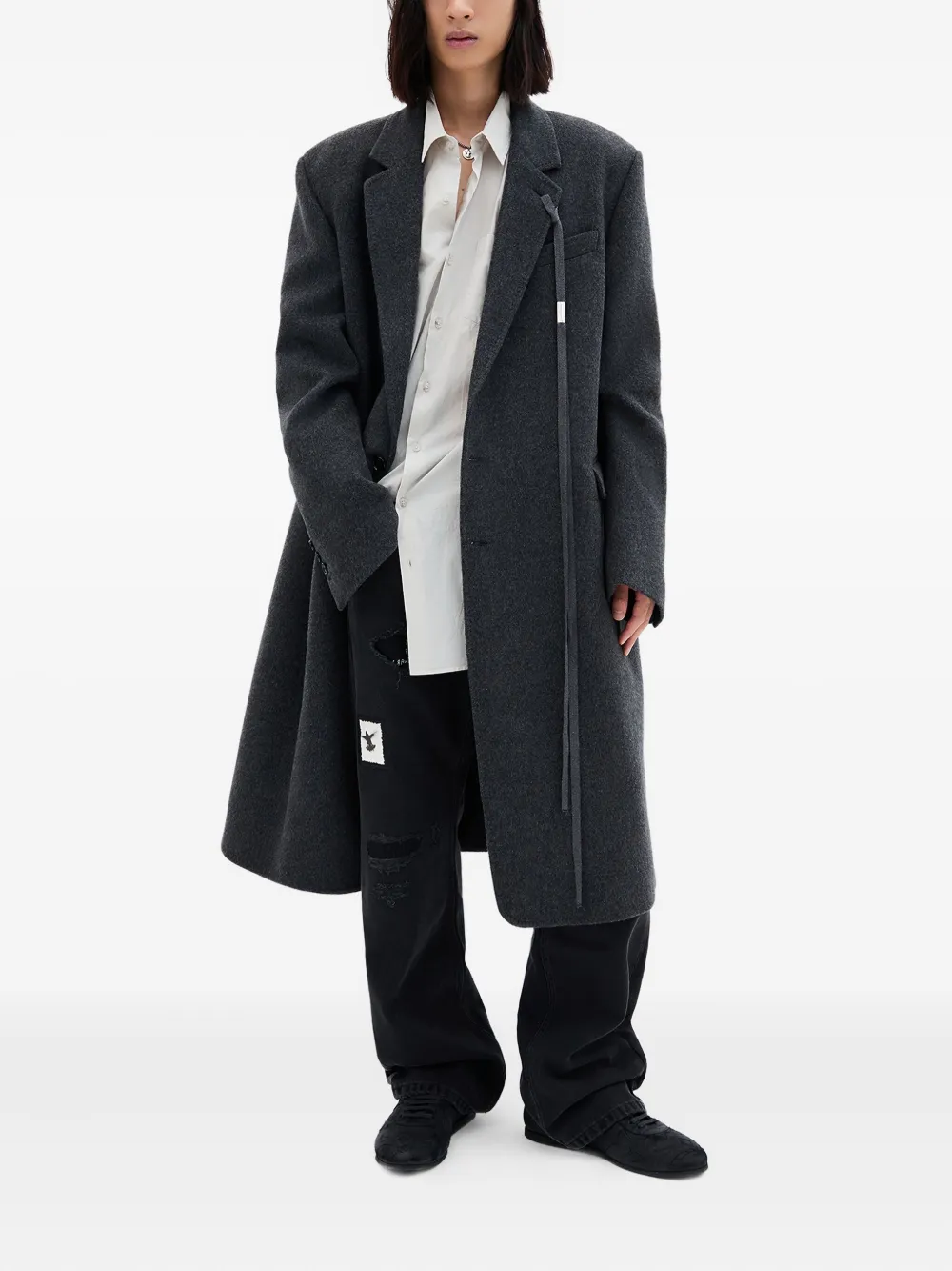 Ann Demeulemeester Viv notched-lapel single-breasted coat | Single Breasted Coats | Image 2