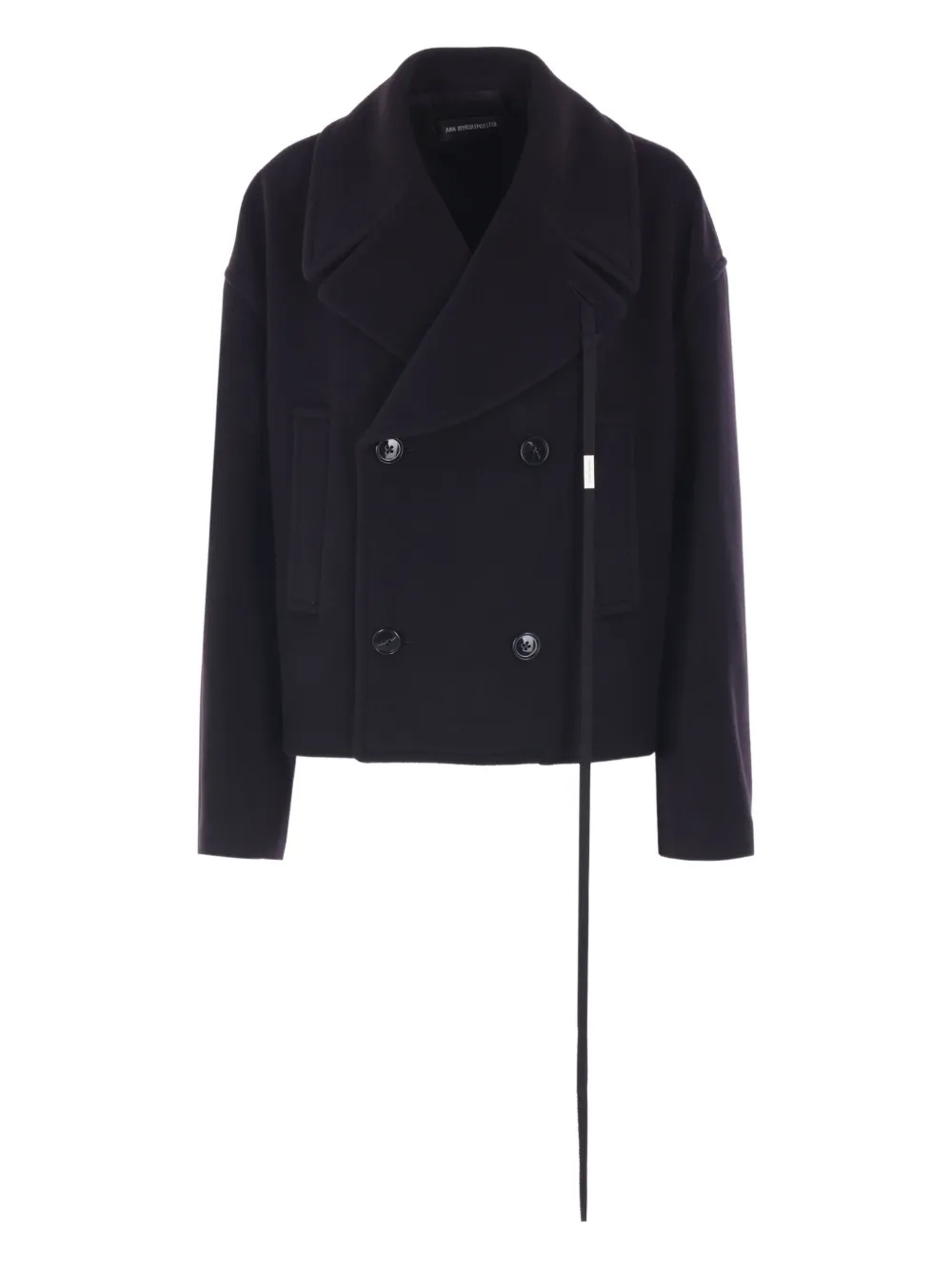 Ann Demeulemeester Jas van scheerwol-kasjmierblend met dubbele rij knopen Zwart