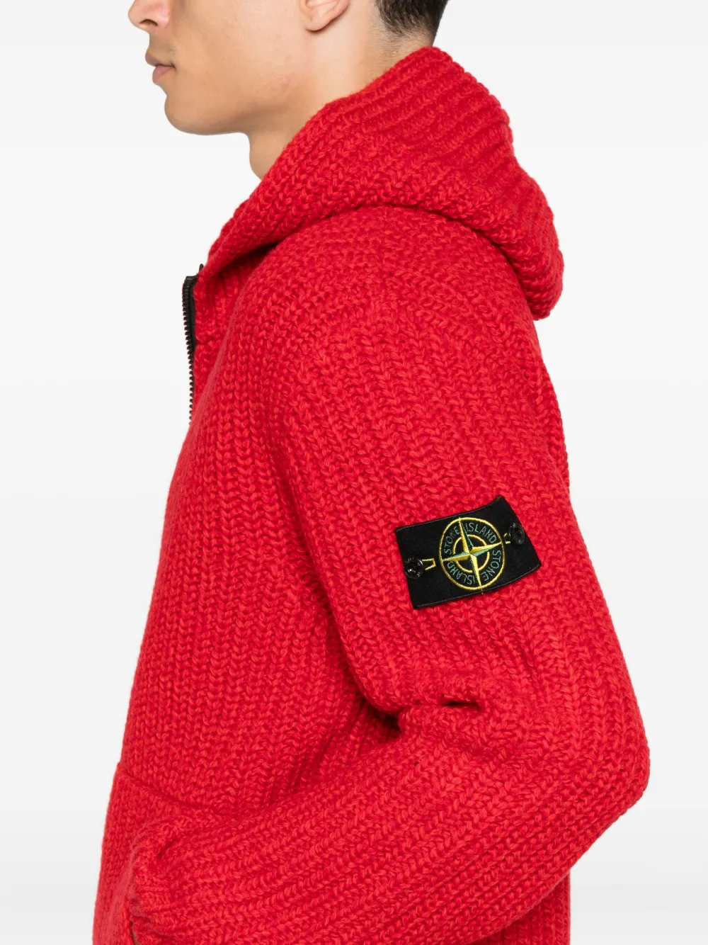 Stone Island 5100069 Fisherman's hooded wool jacket Rood