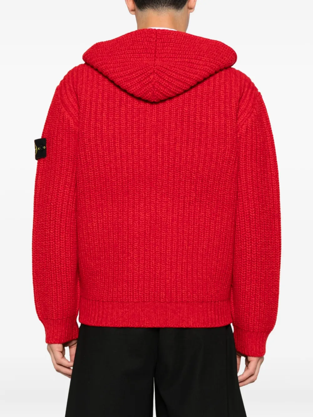 Stone Island 5100069 Fisherman's hooded wool jacket Rood