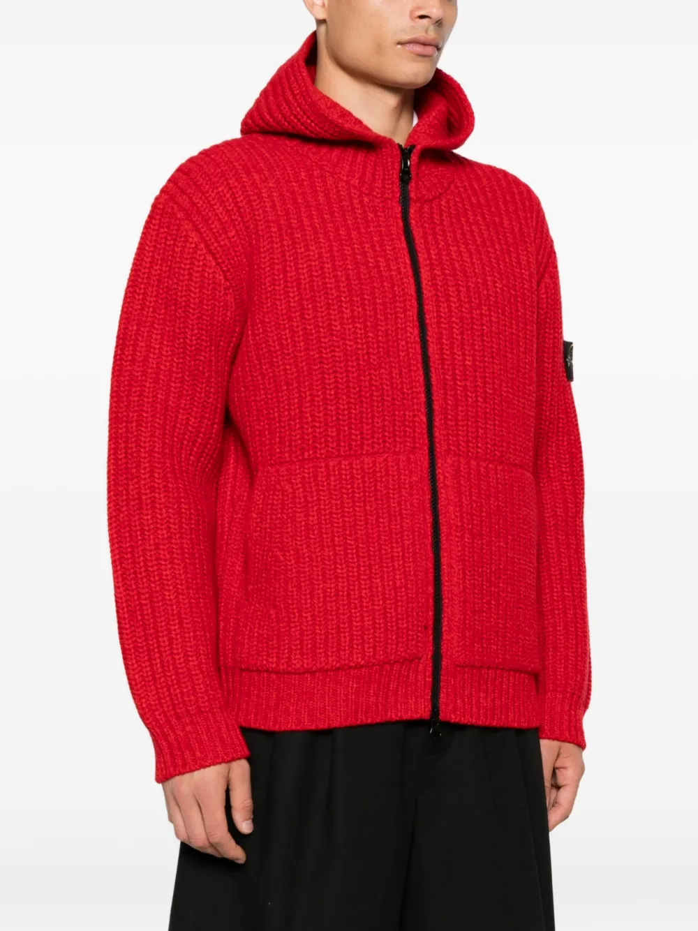 Stone Island 5100069 Fisherman's hooded wool jacket Rood