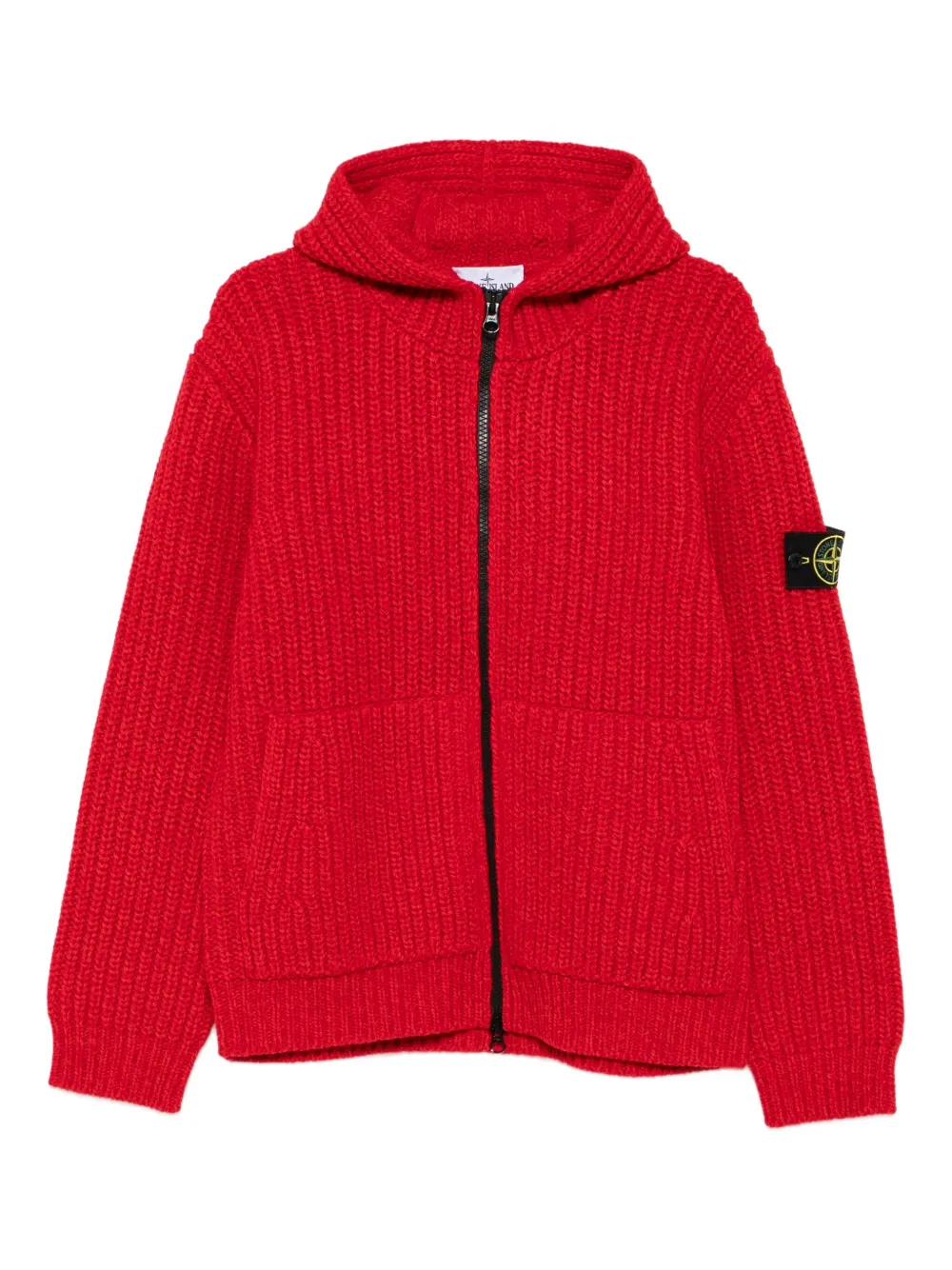 Stone Island 5100069 Fisherman's hooded wool jacket Rood