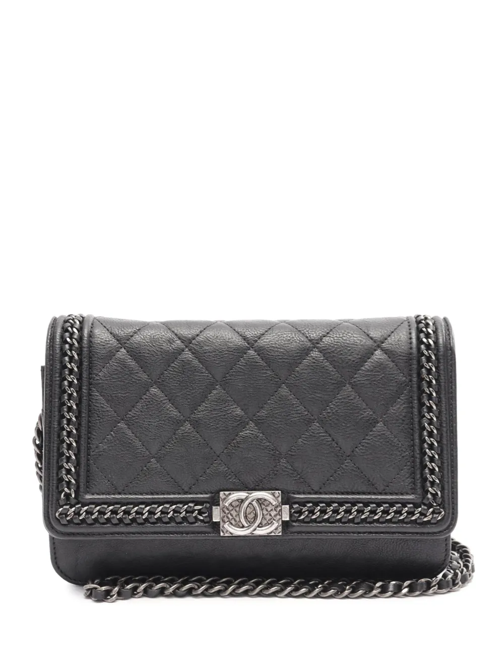 CHANEL Pre-Owned 2016-2017 Quilted Calfskin Chain Around Boy Wallet On CHANEL Pre-Owned 2016-2017 Quilted Calfskin Chain Around Boy Wallet On