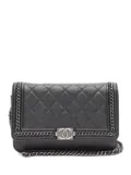 CHANEL Pre-Owned 2016-2017 Quilted Calfskin Chain Around Boy Wallet On Chain crossbody bag - Black