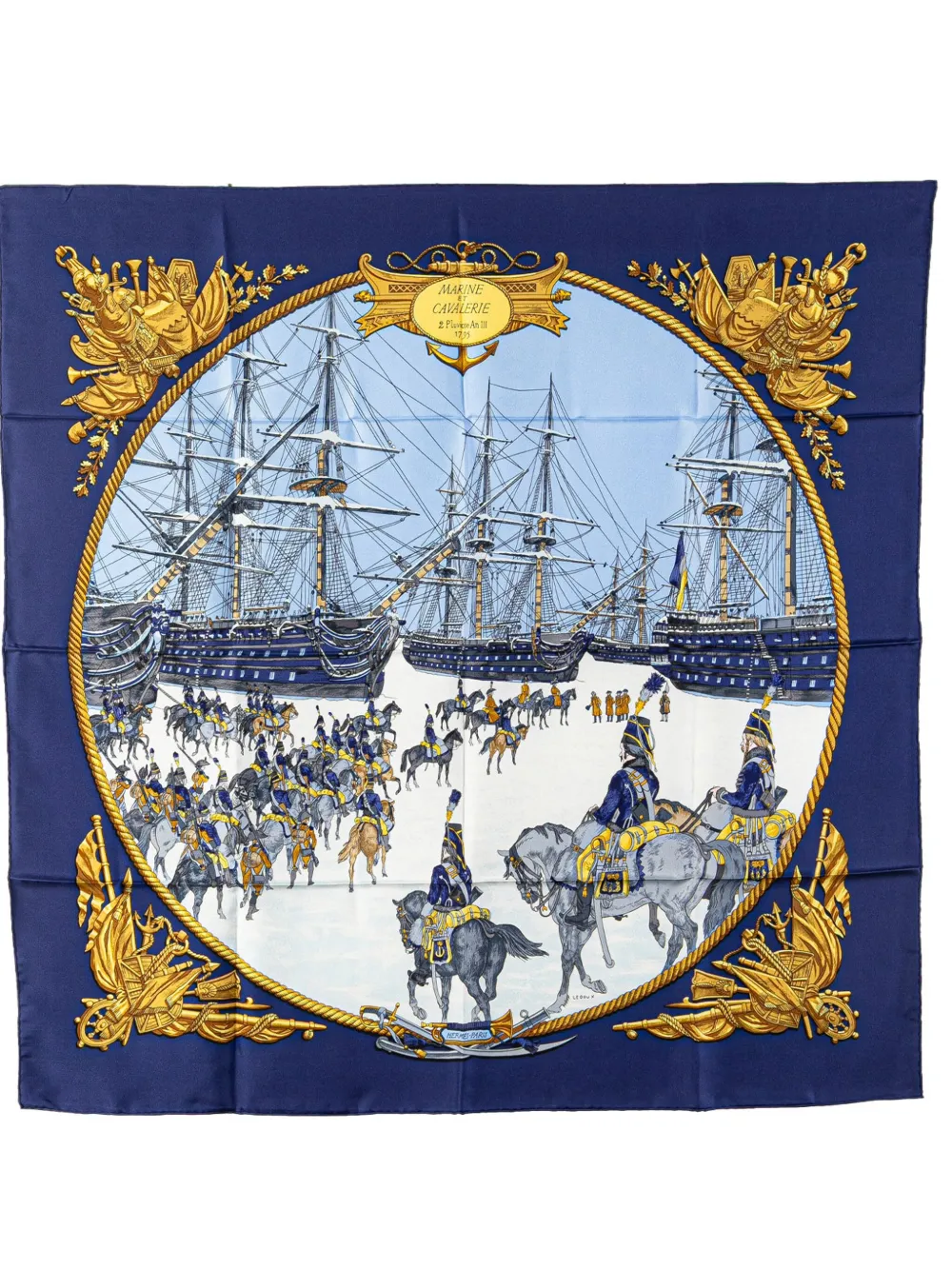 Hermès Pre-Owned 20th Century Marine et Cavalerie Silk Scarf scarves - Hermès Pre-Owned 20th Century Marine et Cavalerie Silk Scarf scarves -